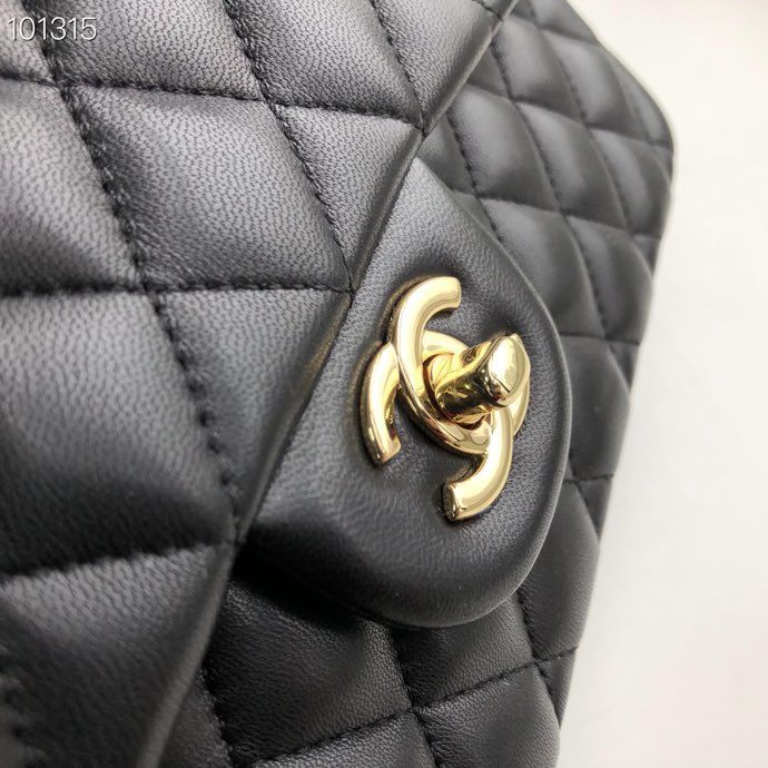 Ch**el Flap Bag 25cm Black Gold Hardware Bagsaaa