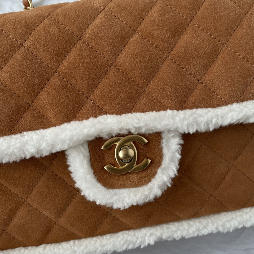 Bagsaaa Ch**el Flap Bag Shearling Bag - 26X15X7.5cm