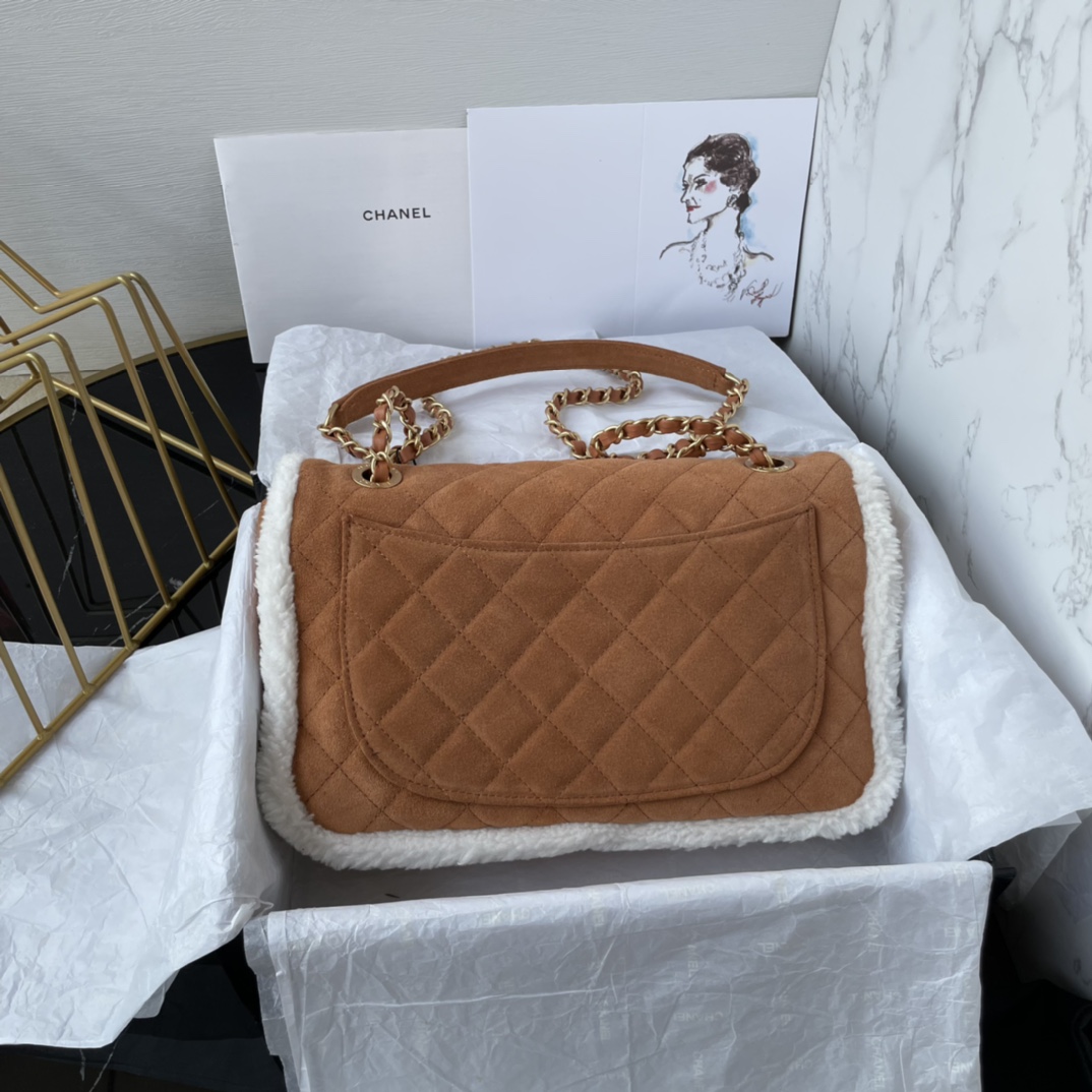 Bagsaaa Ch**el Flap Bag Shearling Bag - 26X15X7.5cm