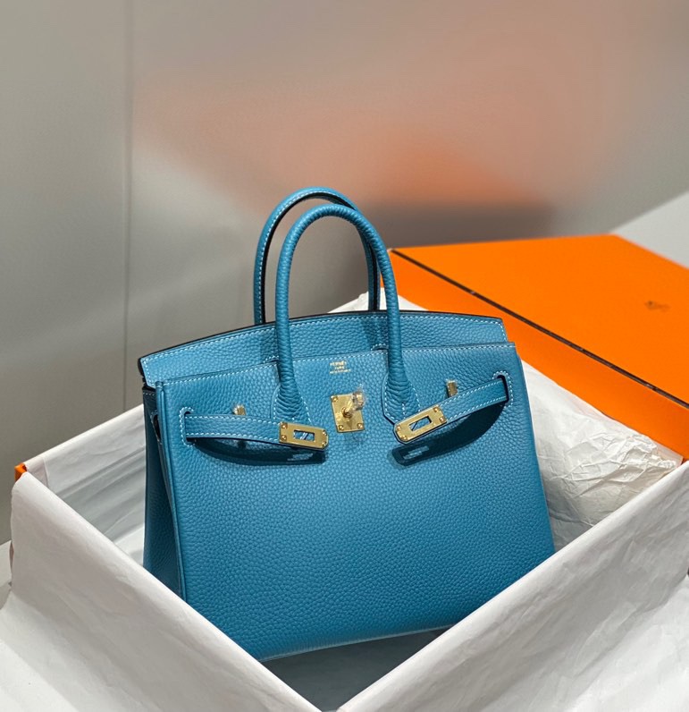 Bagsaaa H**me5 Birkin Bag Blue Togo - 25cm
